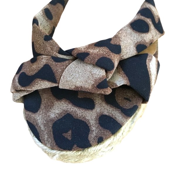 Madden Girl Endanger Leopard Brown PrintFabric Sandal Wedges Sz 8 #02 - Picture 3 of 11